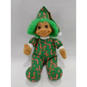 Vintage Russ Berrie & Co‎ "Candy Cane Christmas Troll" 8 in. No. 2385 Green Hair